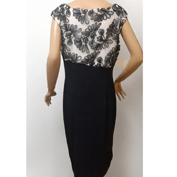 Connected Apparel Women's Size 16 Black & White Ruched Sheath Dress - Picture 2 of 3